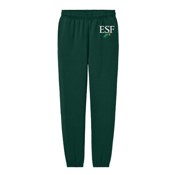 heavyweight green sweatpants featuring the ESF leaf and acorn logo 