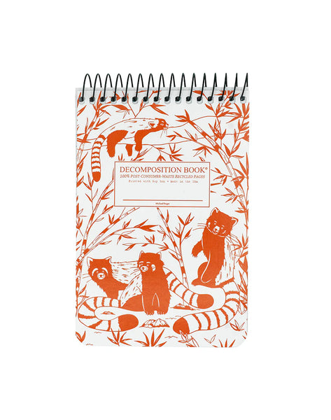 Notebook with red panda design on a white background