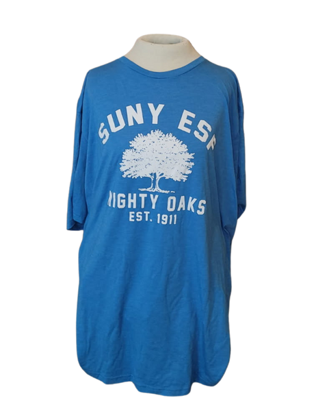 Columbia blue t-shirt with 'SUNY ESF Mighty Oaks EST. 1911' text and tree graphic 