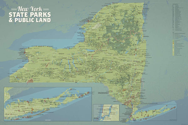 New York State & Public Land Natural Earth Map